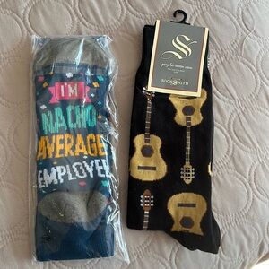 NWT men’s socks - guitar theme and funny pair